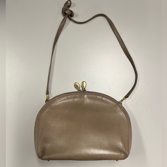 Artbag Vintage Dome Leather Taupe Crossbody Bag Made in Italy - Picture 3 of 16